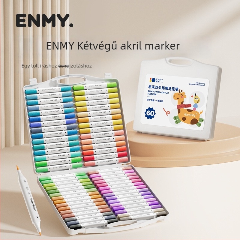 Enmi kétvégű akril markerek gyerekeknek és diákoknak, átlátszatlan, vízbázisú ecsetkészlet