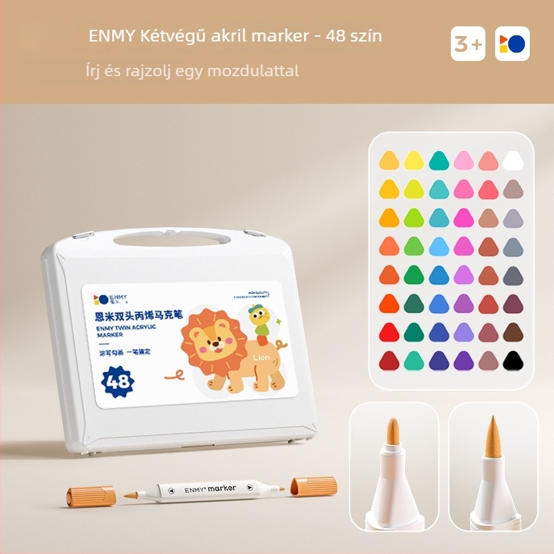 Enmi kétvégű akril markerek gyerekeknek és diákoknak, átlátszatlan, vízbázisú ecsetkészlet