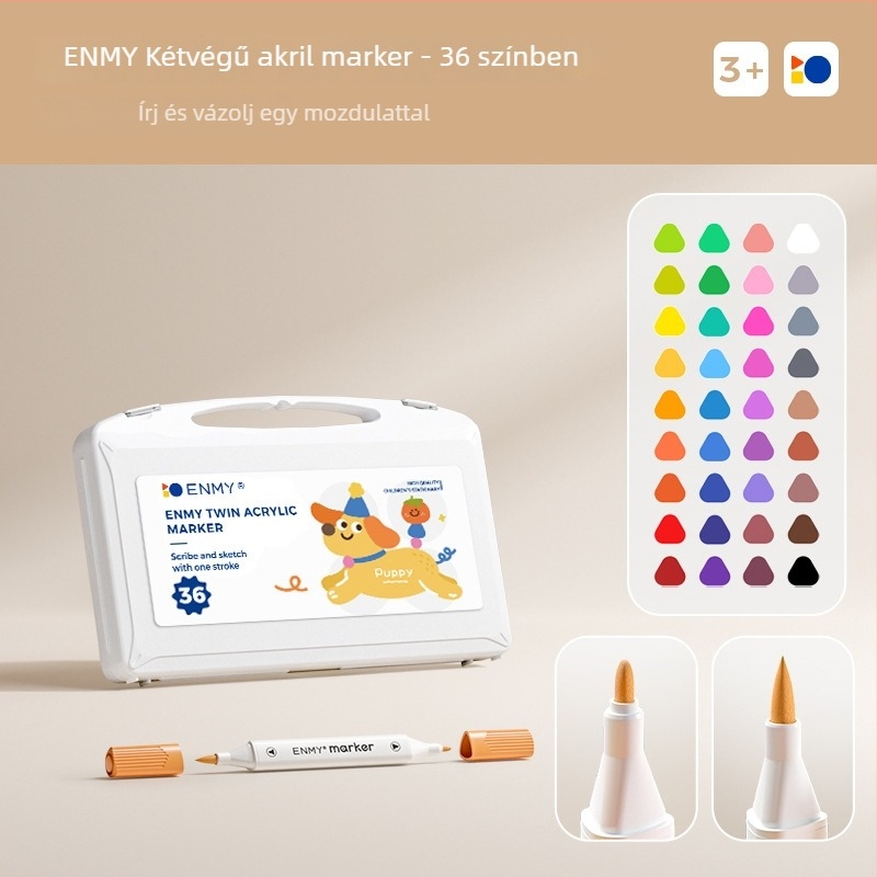 Enmi kétvégű akril markerek gyerekeknek és diákoknak, átlátszatlan, vízbázisú ecsetkészlet