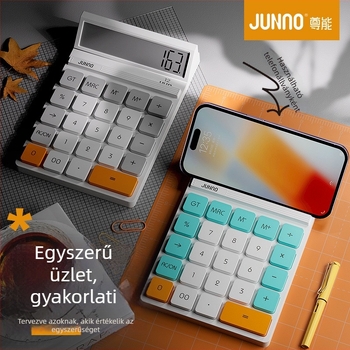 JN-260 aritmetikai számológép a JUNNO/UNNeng-től, 12-digit kijelző, ABS műanyag ház, AA elemről működtetve, logó nyomtatási lehetőség, telefonállvány
