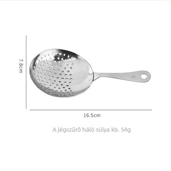 Rozsdamentes acél jégszűrő jégkockákhoz – bartender eszköz otthoni bárhoz, jégszűrés és italok keverése, testreszabás elérhető, logó nyomtatása