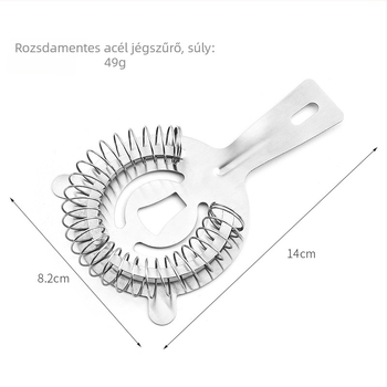 Rozsdamentes acél jégszűrő koktélokhoz, modern egyszerű stílus, 2020-as forgalomba hozatal, 49 g, csomagolás OPP zacskó