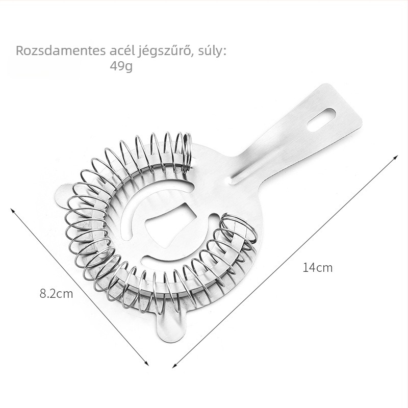 Rozsdamentes acél jégszűrő koktélokhoz, modern egyszerű stílus, 2020-as forgalomba hozatal, 49 g, csomagolás OPP zacskó