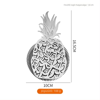 Rozsdamentes acél ananász jégszűrő koktélokhoz – szűrési eszköz, Bar Tools sorozat, logónyomás elérhető