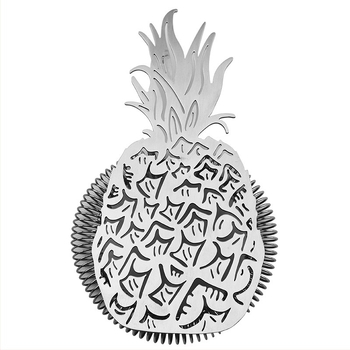 Rozsdamentes acél ananász jégszűrő koktélokhoz – szűrési eszköz, Bar Tools sorozat, logónyomás elérhető