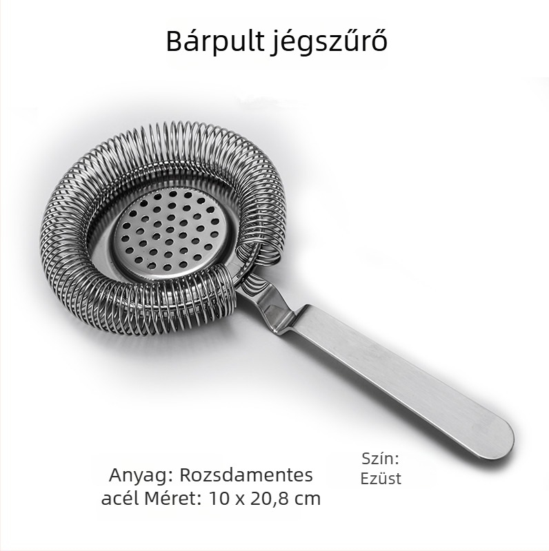 Rozsdamentes acél jégszűrő koktélokhoz, szűrési eszköz, Termékszám 005, Testreszabható, Logó nyomtatás