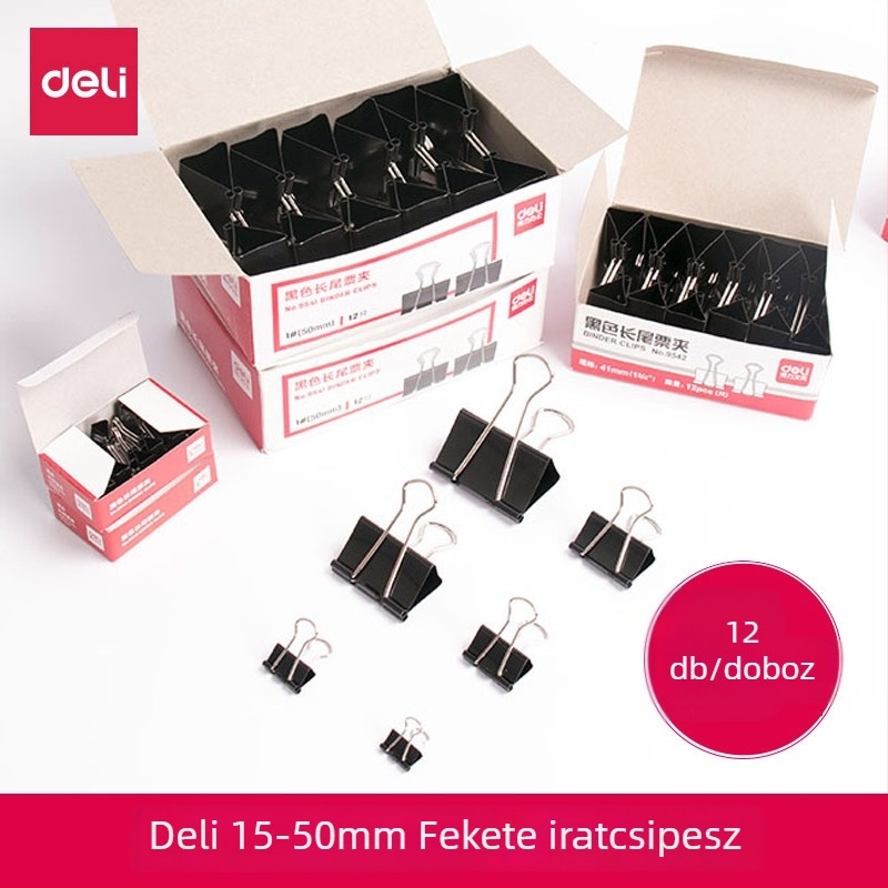 Deli fekete fém klipek készlet: hosszú farokkal rendelkező klipek, nagy dovetail típusú klipek, közepes dokumentumklipek, kis vas klipek, pillangó klipek, phoenix farokklipek