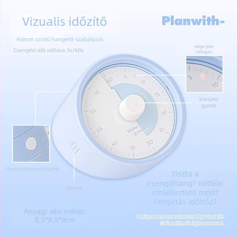 Planwith Pw259b Vizuális időzítő a tervezéshez, hangos emlékeztetővel, ABS anyag, elemes, akkumulátor mellékelve