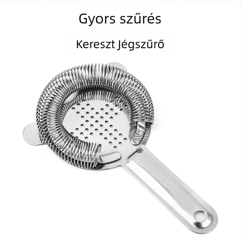 Rozsdamentes acélból készült jégszűrő, európai stílusú retro kereszt-lyuk dizájn, modell TX019, koktélokhoz