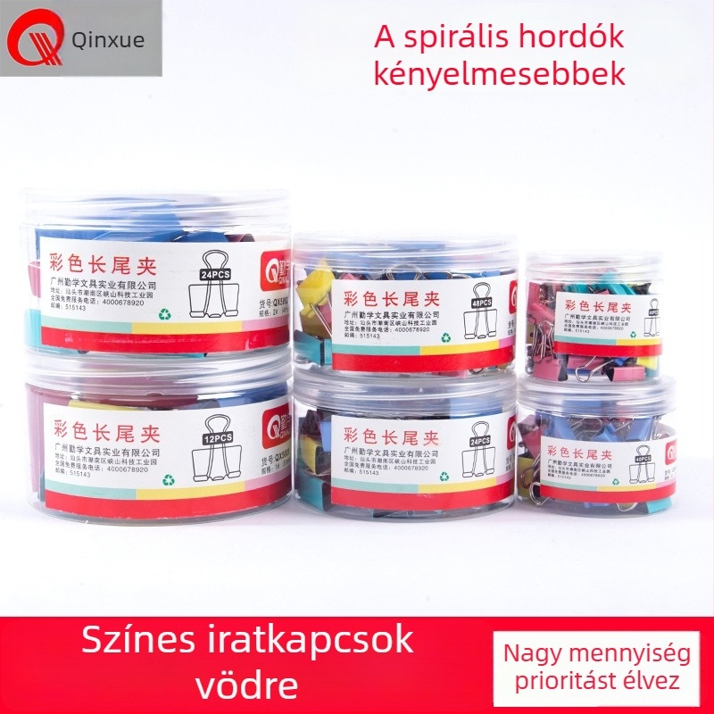 Színes irodai klip rozsdamentes acélból, a dokumentumok és a számlák rendezésére