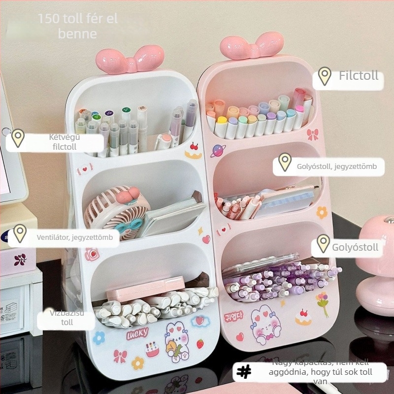 Döntött tolltartó, nagy kapacitású marker tollakhoz — asztali rendező diákoknak és irodának