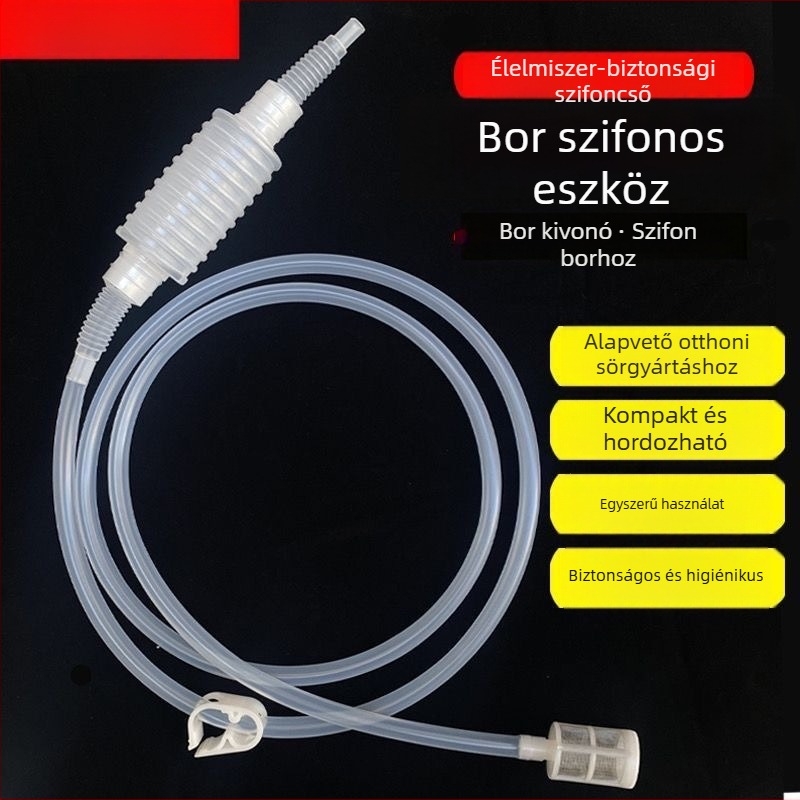Otthoni önszívó szifon borhoz szűrővel, többfunkciós borfőző eszköz, modern minimalista dizájn, 2024-ben bevezetve.