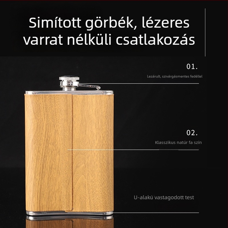 Rozsdamentes acélból készült férfiaknak szóló kültéri hordozható hipflaska — készlet boros pohárral és tölcsérrel