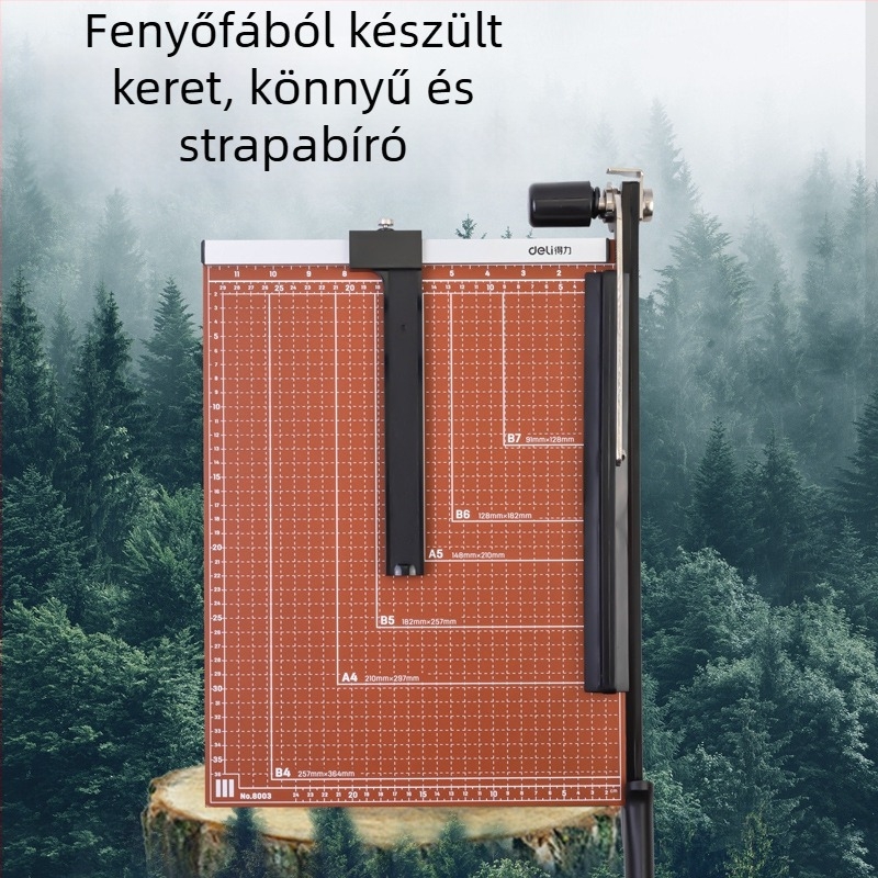 Deli kézi papírvágó – fa test, modell 8003/8004, márka Deli, vágáshoz