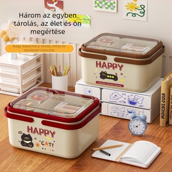 Asztali tároló karikatúra motívummal, tolltartó rekeszekkel, 2 L kapacitás, anyag PP+PS+PET, modern, egyszerű stílus, logónyomtatás lehetséges