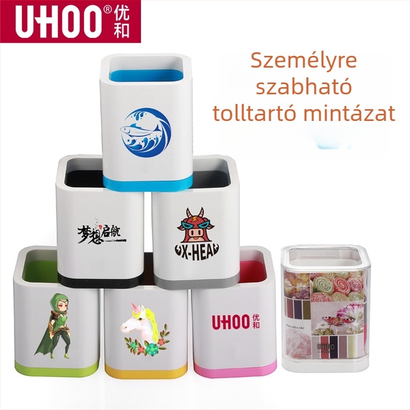 Youhe 6901/6902/6903 Tolltartó és asztali rendező készlet, műanyag, kör alakú, nyomtatott logó, testreszabható feldolgozás