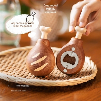 Fából készült csirke láb formájú üvegnyitó, mágneses hűtőmágnes – személyre szabott asztali dekoráció