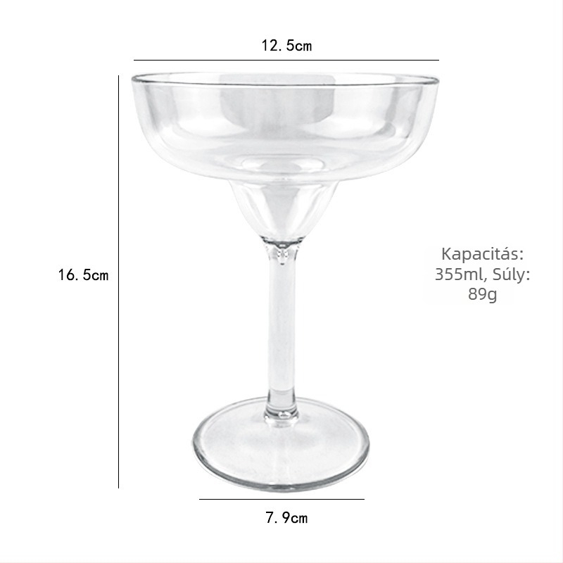 Koktél pohár műanyagból, átlátszó, modern minimalista stílus, 301–400 ml kapacitás, logó nyomás lehetséges.