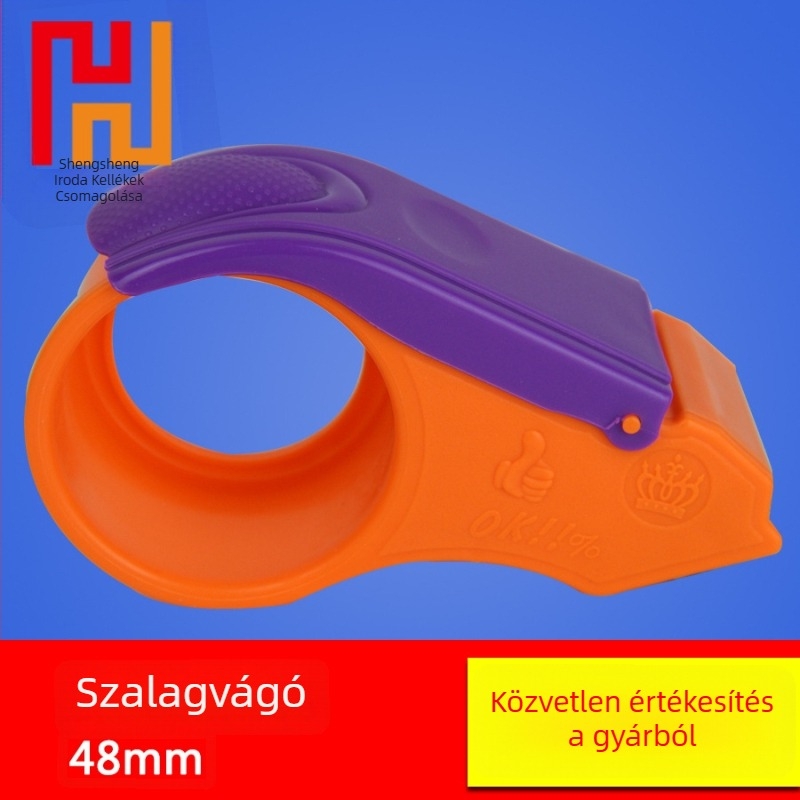 Fém szalagvágó csomagoláshoz, Modell 60mm/48mm, szalag szélesség 60mm-ig, szalag tengelyének átmérője 38mm, nettó súly 200 g
