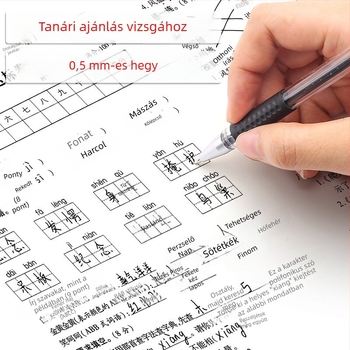10 db gél rollerball toll, 0,5 mm, fekete tinta, gyorsan száradó, nagy kapacitású aláíró toll