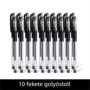 10 db gél rollerball toll, 0,5 mm, fekete tinta, gyorsan száradó, nagy kapacitású aláíró toll