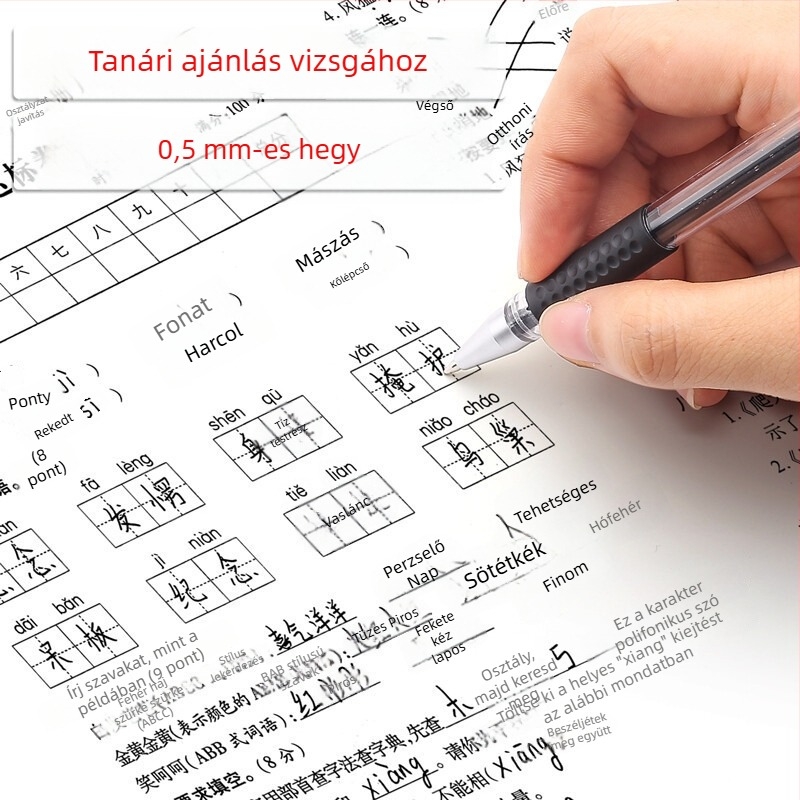 10 db gél rollerball toll, 0,5 mm, fekete tinta, gyorsan száradó, nagy kapacitású aláíró toll