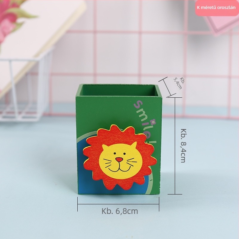 Fából készült tolltartó állat motívummal, négyszögletes forma, modell A182, Meow Ear