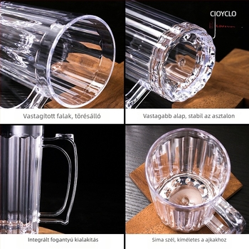 Akril söröspohár, 401–500 ml kapacitás, modern minimalist stílus, egyenes kivitel