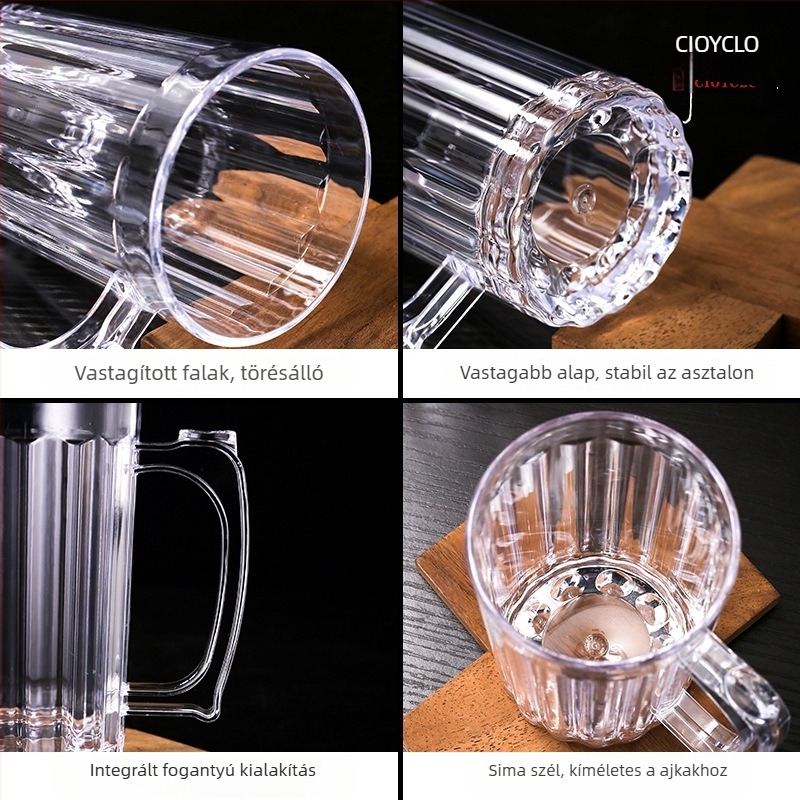 Akril söröspohár, 401–500 ml kapacitás, modern minimalist stílus, egyenes kivitel