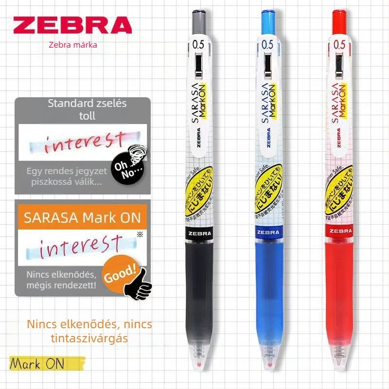 Zebra JJ77 kiemelő toll, tinta nem kenődik ki, kockás dizájn, három színben elérhető