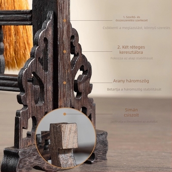 Fából készült ecsettartó kiállító állvány kaligráfiához – kezdőknek, akasztóval