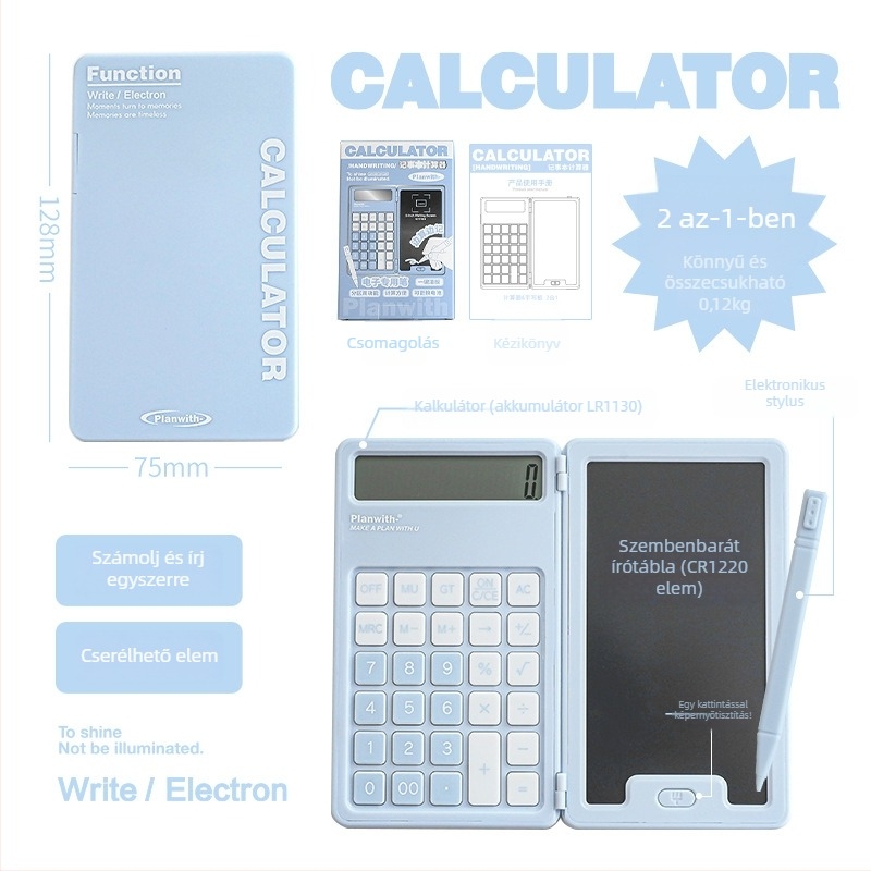RosyPosy 12 számjegyű hordozható aritmetikai számológép – műanyag ház, gomb elem, logó nélkül