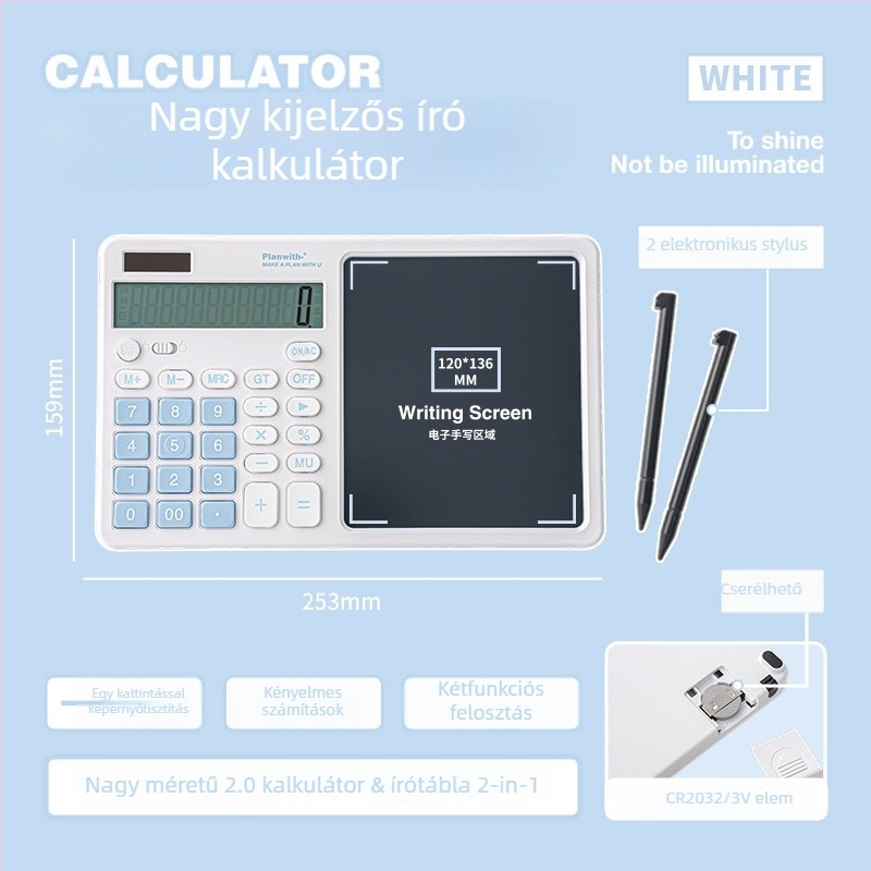 RosyPosy 12 számjegyű hordozható aritmetikai számológép – műanyag ház, gomb elem, logó nélkül