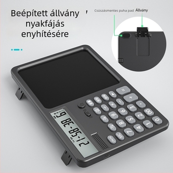 2-az-1-ben írási táblagép kalkulátorral, hangfunkcióval, 12 számjegy kijelző, kettős energiaellátás, műanyag ház