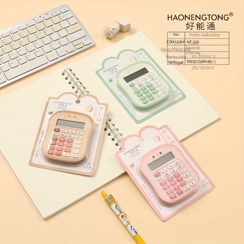 Aritmetikai számológép, modell 316, műanyag ház, 8‑digitos kijelző, tömeg 75 g