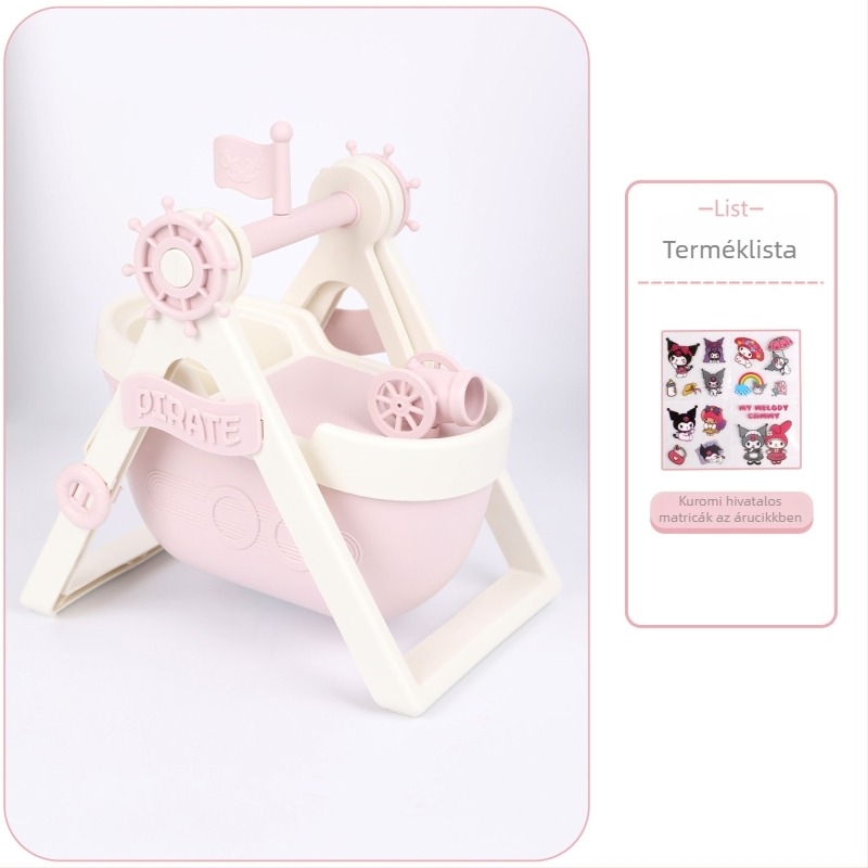 Kalózhajó tolltartó, műanyag, modell HDCBT009, személyre szabás igény szerint, nyomtatott logó