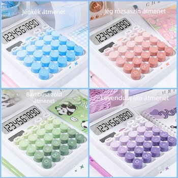 Magic Music napelemes számológép, 12–jegyű kijelző, hordozható, kettős tápegység, műanyag