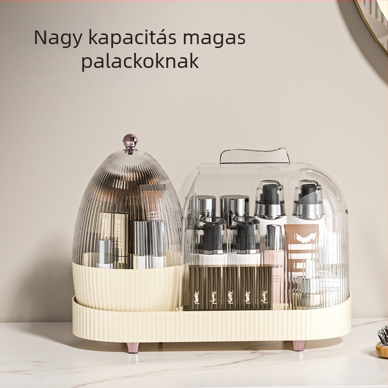 Kozmetikai tároló doboz, Golden Jade modell 906, PET műanyag (100% új anyag), 2 L kapacitás, lefedett rácsos kialakítás