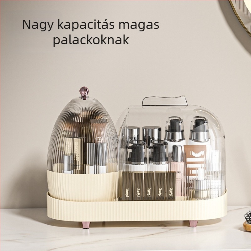 Kozmetikai tároló doboz, Golden Jade modell 906, PET műanyag (100% új anyag), 2 L kapacitás, lefedett rácsos kialakítás