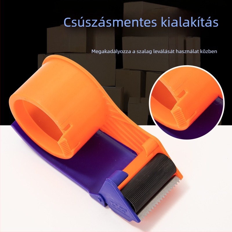 Kézi dobozszárzáró ragasztószalagvágó készülék — műanyag; Modell: 5 cm és 6 cm; Szalag szélesség max. 48 mm; Nettó tömeg 150 g