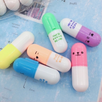 Kapszula-stílusú kiemelő toll, műanyag ház, BC-701 modell, cipzáras csomagolás