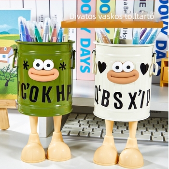 Kerek formájú fém tolltartó, nagy kapacitású, modell BTSF, asztali rendező