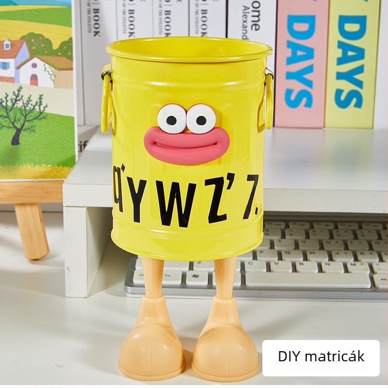 Kerek formájú fém tolltartó, nagy kapacitású, modell BTSF, asztali rendező