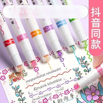 Nothing Curve Pen Highlighter, virág alakú görbe dizájn, műanyag test, dobozos csomagolás, egyfejű