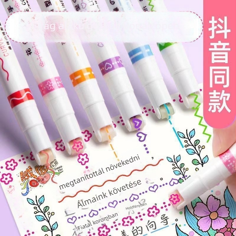 Nothing Curve Pen Highlighter, virág alakú görbe dizájn, műanyag test, dobozos csomagolás, egyfejű