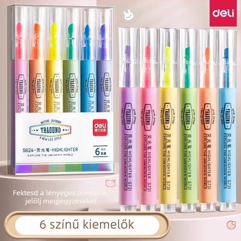 Deli S624 fluoreszcens marker – műanyag test, ferde fej, dobozos csomagolás