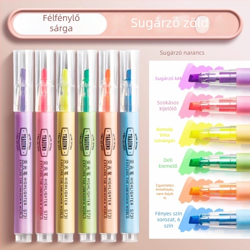Deli S624 fluoreszcens marker – műanyag test, ferde fej, dobozos csomagolás