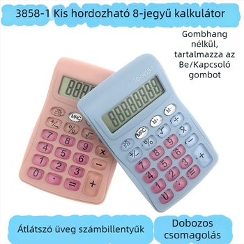 Hordozható számológép, 8 számjegy kijelző, TS-3858-1 modell, ABS ház, AA elem táplálású (elem mellékelve)