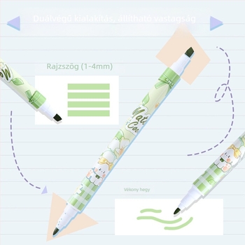 Huilin virágillatú dupla végű kiemelő toll, 6 darab készlet, modell 529, műanyag ház, PET dobozos csomagolás, logó nyomtatása elérhető, testreszabható
