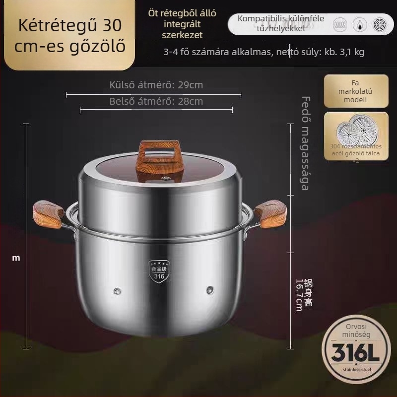 316L rozsdamentes acél gőzölő, nagy kapacitású, többszintes kialakítás, két szintes, élelmiszer-minőségű